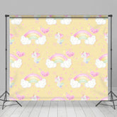 Aperturee - Aperturee Cute Rainbow Unicorn Birthday Cake Smash Backdrop